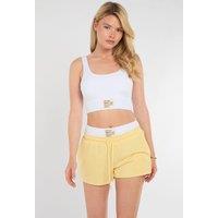 STYLEWISE Women's Ribbed Sports Bralet & Shorts Co-ord in Yellow | Size: XS/S