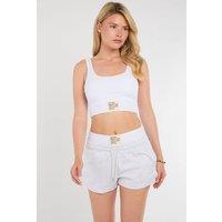 STYLEWISE Women's Ribbed Sports Bralet & Shorts Co-ord in Grey | Size: S/M