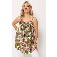 Yours Women's Floral Cami Vest Top in Green | Size: 22-24