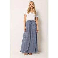 Long Tall Sally Women's Tall Gingham Shirred Maxi Skirt in Mid Navy | Size: 8