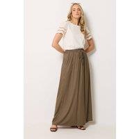 Long Tall Sally Women's Tall Gingham Shirred Maxi Skirt in Brown | Size: 8