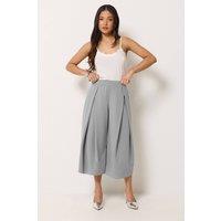 PixieGirl Women's Petite Pleated Cropped Wide Leg Trousers in Light Grey | Size: 10
