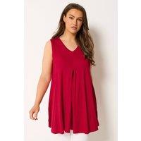 Yours Women's Pleat Front Vest Top in Red | Size: 16