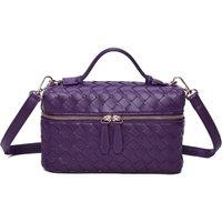 Fontanella Fashion Women's Artisan Woven PU Leather Top-Handle Crossbody Bag in Purple