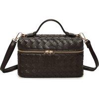 Fontanella Fashion Women's Artisan Woven PU Leather Top-Handle Crossbody Bag in Chocolate