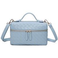 Fontanella Fashion Women's Artisan Woven PU Leather Top-Handle Crossbody Bag in Pale Blue