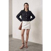 MyFashion Women's Tailored Button Closure Short Jacket in Navy | Size: Medium