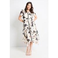 Wallis Women's Floral Tie Neck Midi Dress in Ivory | Size: 20