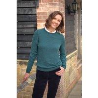 WoolOvers Women's Womens Lambswool Crew in Teal | Size: Small