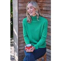 WoolOvers Women's Cashmere & Merino Fitted Polo Neck Jumper in Bright Green | Size: XL