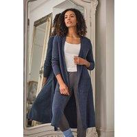 WoolOvers Women's Cashmere & Merino Luxe Dressing Gown in Blue | Size: Small