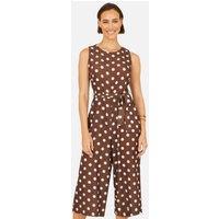 Yumi Women's Brown Spot Culotte Jumpsuit in Chocolate | Size: 16