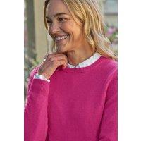 WoolOvers Women's Womens Lambswool Crew in Bright Pink | Size: XL