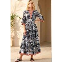 Roman Women's Leaf Border Print Maxi Dress in Black | Size: 10