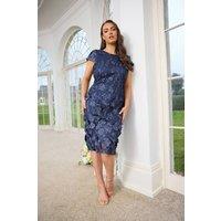 Yours Women's Floral 3D Embroidered Shift Dress in Mid Navy | Size: 30-32
