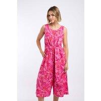 Weird Fish Women's Nalani Printed Viscose Jumpsuit in Bright Pink | Size: 16