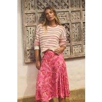 Weird Fish Women's Cresento Printed Asymmetric Slit Skirt in Bright Pink | Size: 20