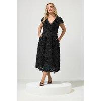 Yours Women's Floral Skater Dress in Black | Size: 24