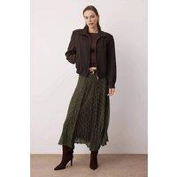 WOVCOR Women's Asymmetric Hem Plaid Chiffon Midi Skirt with Lined Finish in Khaki | Size: 12