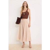 WOVCOR Women's Asymmetric Hem Plaid Chiffon Midi Skirt with Lined Finish in Beige | Size: 14