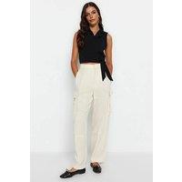 WOVCOR Women's Sleeveless Wrap Tie Side Tailored Cropped Top in Black | Size: 4