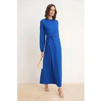 WOVCOR Women's Tie Waist Long Sleeve Woven Maxi Dress in Cobalt | Size: 10