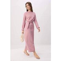 WOVCOR Women's Tie Waist Long Sleeve Woven Maxi Dress in Lilac | Size: 8