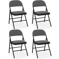 Gymax Women's 4 PCS Folding Dining Chairs Portable Camp Stool With Padded Seat Black