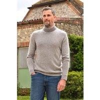 WoolOvers Men's Cashmere & Merino Polo Neck Jumper in Grey | Size: 2XL