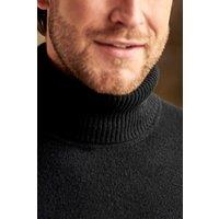 WoolOvers Men's Cashmere & Merino Polo Neck Jumper in Black | Size: 3XL
