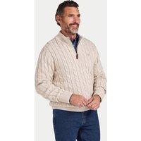 Raging Bull Men's Chunky Cable Quarter Zip Knit in Beige | Size: 4XL