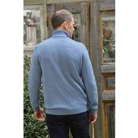 WoolOvers Men's Mens Lambswool Polo Neck Jumper in Light Blue | Size: Medium