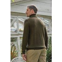 WoolOvers Men's Cashmere & Merino Polo Neck Jumper in Green | Size: Medium