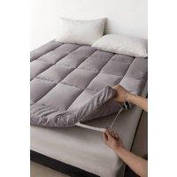 Living and Home 10cm Comfortable Quilted Mattress Topper in Grey | Size: Small Double
