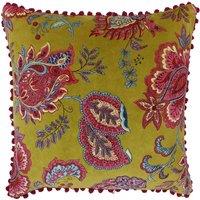Paoletti Malisa Paisley Velvet Cushion in Yellow