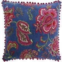 Paoletti Malisa Paisley Velvet Cushion in Blue