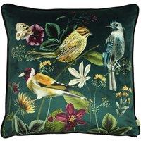Evans Lichfield Midnight Garden Birds Printed Cushion in Green | Size: 43 cm x 43 cm