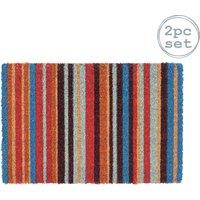 Nicola Spring Coir Door Mats - 60 x 40cm - Pinstripe - Set of 2 | Size: 40 cm x 60 cm