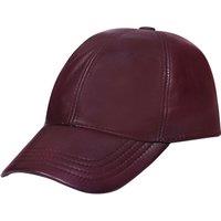 Infinity Leather Real Nappa Leather Adjustable Golf Snapback Plain Baseball Cap Hat in Burgundy
