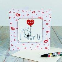 Uniqueful Personalised I Woof U Coaster Card Valentines Day Couple Gift