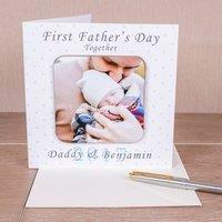 Uniqueful Personalised First Fathers Day Photo Upload Coaster Card for Dad in White