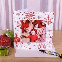 Uniqueful Personalised Christmas Photo Upload Coaster Card for Family in Red