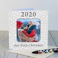 Uniqueful Personalised Our First Christmas Photo Upload Coaster Card for Couple in White