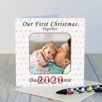 Uniqueful Personalised Our First Christmas Photo Upload Coaster Card for Couple