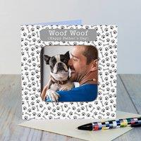 Uniqueful Personalised Woof Woof Photo Upload Coaster Card for Dad in White