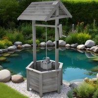 Gr8 Garden Wooden Grey Wishing Well Bucket Planter
