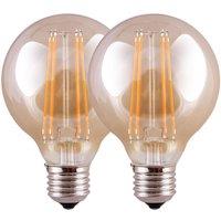 Harper Living 8 Watts G95 E27 LED Bulb Amber Globe Warm White Dimmable, Pack of 2