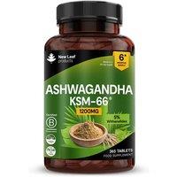 New leaf health Ashwagandha KSM-66 1200mg Pure Root Extract - 365 Tablets in Green