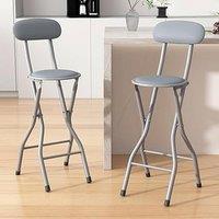 MCC Direct Folding Breakfast Bar Stool padded High Chair Set of 2 White in Grey