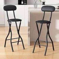 MCC Direct Folding Breakfast Bar Stool padded High Chair Set of 2 White in Black